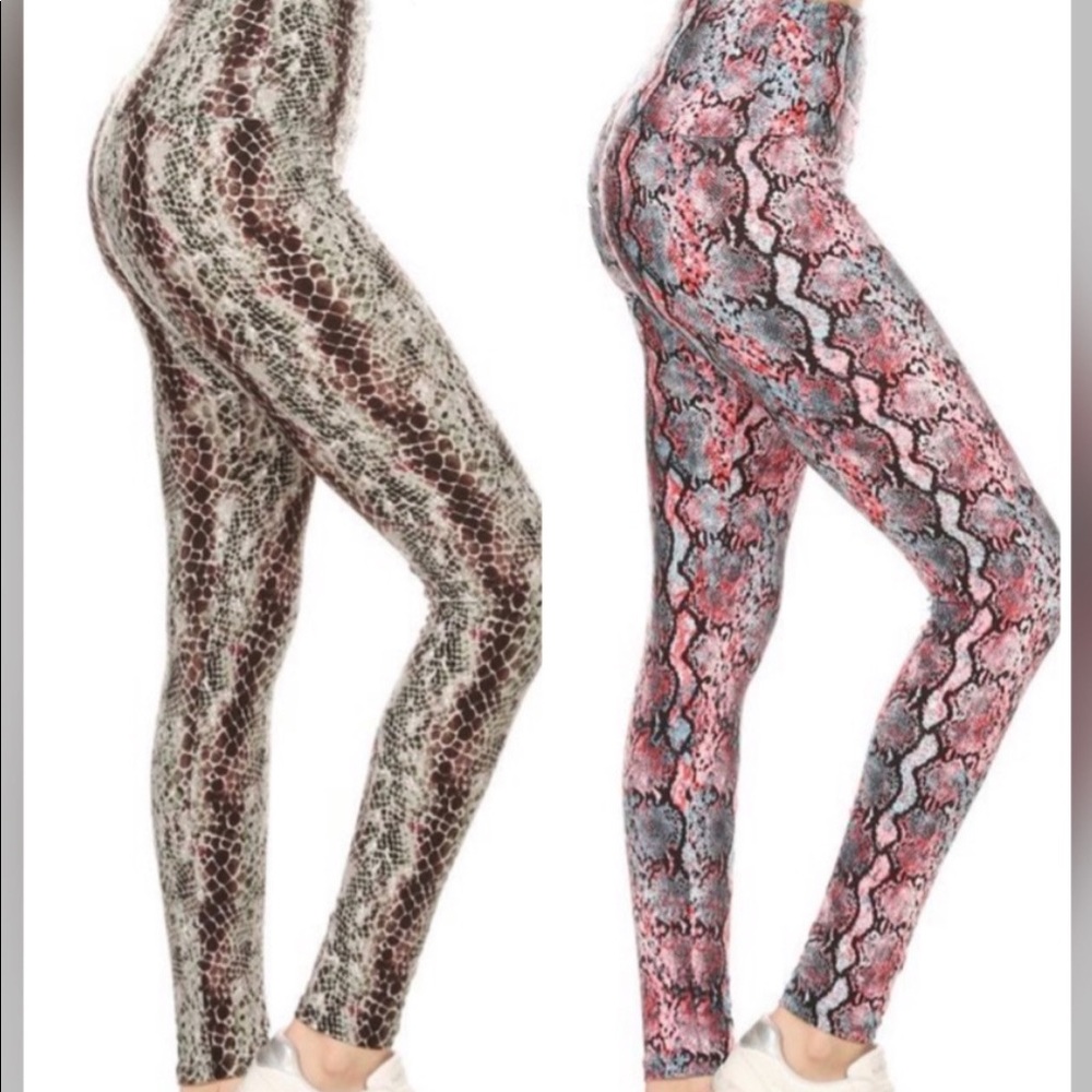 Green Snake Print Leggings Plus Size OS